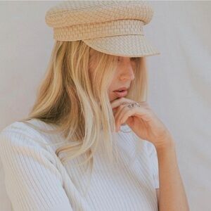 Lack of Color Mesa Ivory Woven Bakers Boy Cap, Size M, NWT